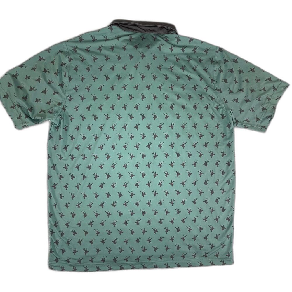 NWOT Waggle Golf Polo Men's 2XL Green Deer All Over Print Performance Stretch - Picture 9 of 10